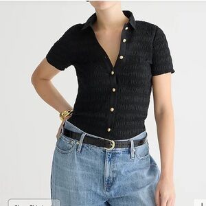 NWOT  J Crew Smocked button-up shirt in cotton-blend voile.